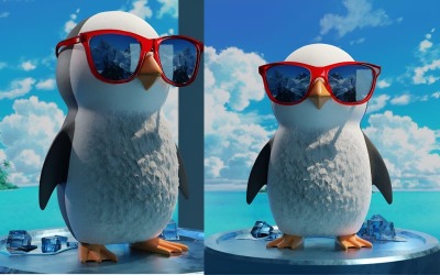 Niedliches Pinguin-Modell der 3D-Cartoon