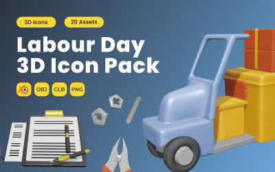 Pack d&amp;#39;icônes 3D de la fête du Travail Vol 2