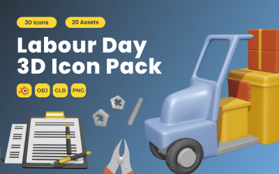 Paquete de iconos 3D del Día del Trabajo Vol. 2