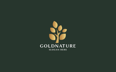 Plantillas de logotipo de Gold Nature Tree Pro