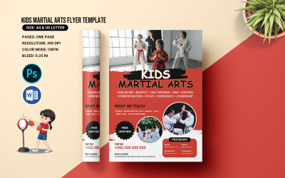 Modèle de flyer d&amp;#39;arts martiaux pour enfants. MS Word et Photoshop