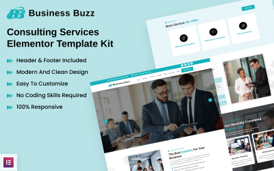 Business Buzz – Консалтингові послуги Набір шаблонів Elementor