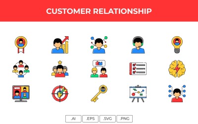 Conjunto de iconos de relación con el cliente