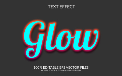 Glow 3D редактируемый векторный шаблон текстового эффекта Eps