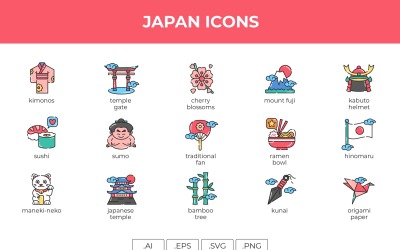 Japanische Icon-Set-Vorlage