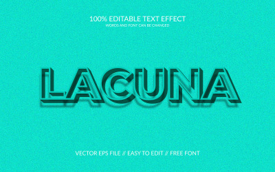 Lacuna 3D Editable Vector Eps Plantilla de efecto de texto
