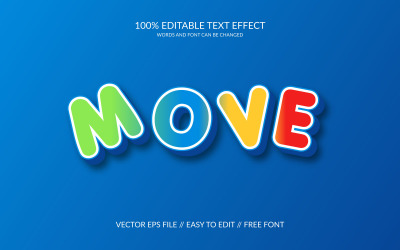 Mueva la plantilla de efecto de texto Eps vectorial totalmente editable en 3D