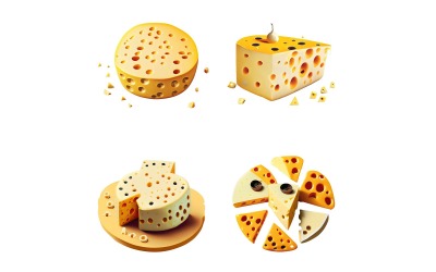 Set di icone di formaggio. Insieme del fumetto delle icone di vettore del formaggio per il web design.
