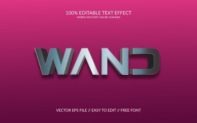 Wand 3D редактируемый векторный шаблон текстового эффекта Eps