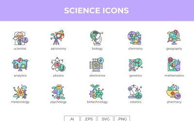 Wetenschap pictogrammenset sjabloon