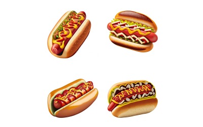Cachorro-quente isolado no fundo branco. Ilustração em vetor.
