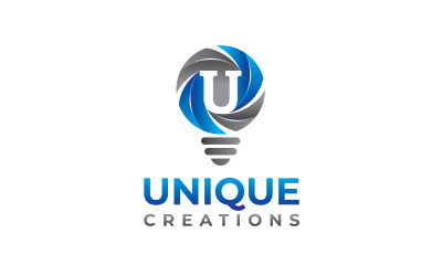 Création de logo Unique Creations avec ampoule 3d