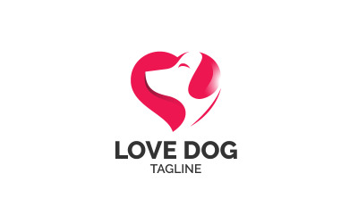 Modello di logo del cane amore creativo