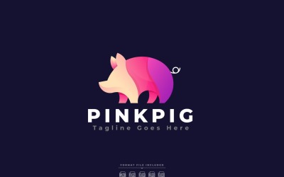 Pink Pig Logo Template Design