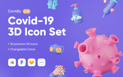 Covidly - Sada 3D ikon Covid-19