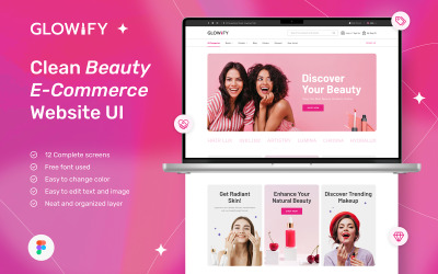 Glowify - Modello Figma dell&amp;#39;interfaccia utente del sito di e-commerce di bellezza