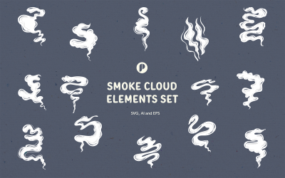 Insieme di elementi della nuvola di fumo bianco