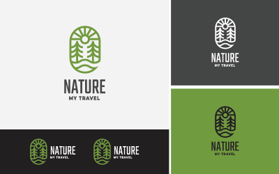 Logo logo jeziora natury i sosny