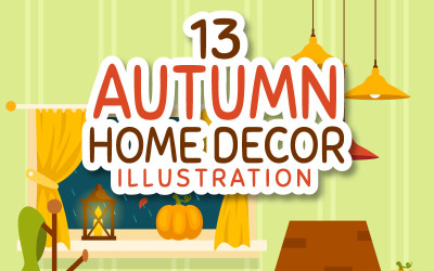 13 Podzimní Domácí Dekor Ilustrace