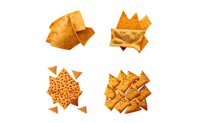 Uppsättning av Doritos isolerad på vit bakgrund. Vektor illustration.