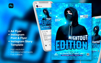 Aqua - Dj Club Night Party Flyer Och Social Media Post