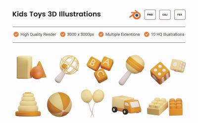 Ensemble d&amp;#39;illustration 3D de jouets pour enfants