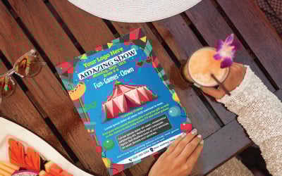 Флаер на тему цирка \ Дизайн шаблона плаката