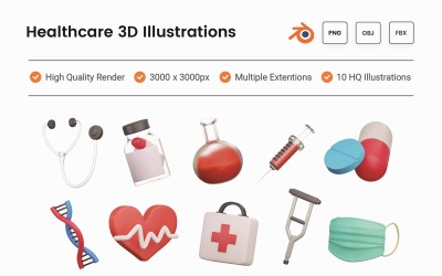 Healthcare 3D Illustration Set