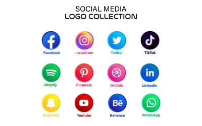 Iconos de redes sociales, iconos de sitios web de paquete, plantilla limpia
