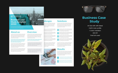 Layout de folheto de estudo de caso de negócios multifuncional