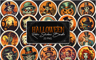 Retro Halloween-stickersbundel