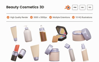 Skönhet kosmetika 3D Illustration Set