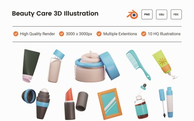 Skönhetsvård 3D Illustration Set