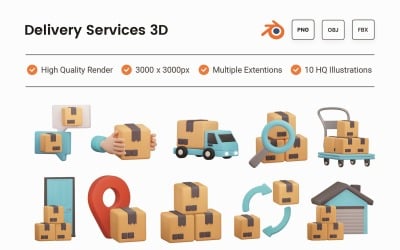 Teslimat 3D İllüstrasyon Seti