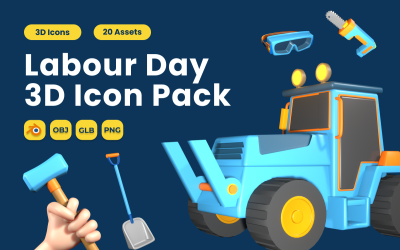 Labor Day 3D Icon Pack Vol 10