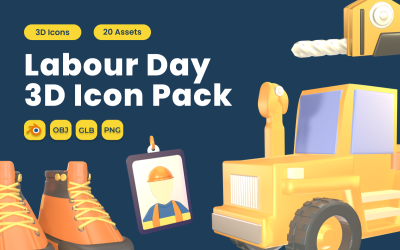 Pack d&amp;#39;icônes 3D de la fête du Travail Vol 12