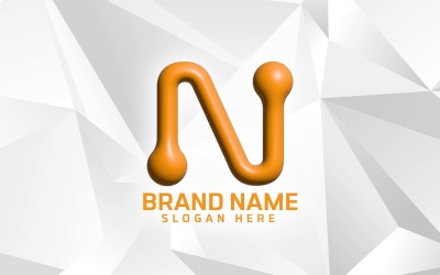 Design del logo del marchio N del software di gonfiaggio 3D