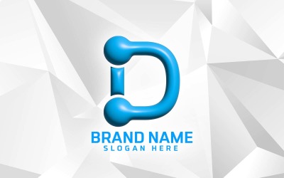 Design do logotipo da marca D do software de inflação 3D