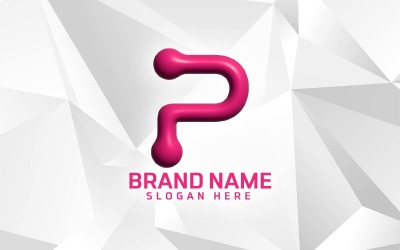 Design do logotipo da marca P do software de inflação 3D