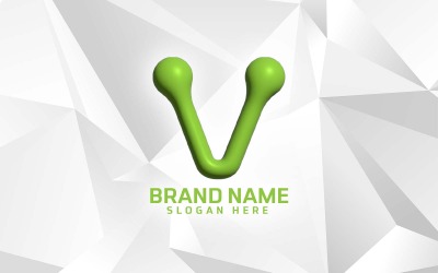3D Opblazen Software Merk V logo-ontwerp