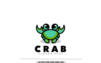 Modelo de logotipo de mascote de desenho animado de caranguejo