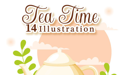 14 Illustrazione vettoriale dell&amp;#39;ora del tè