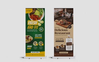 Roll Up Banner 2 Display PSD Mockup