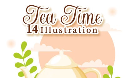 14 Tea Time vektoros illusztráció
