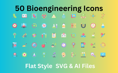 Bioengineering-Icon-Set 50 flache Icons – SVG- und AI-Dateien