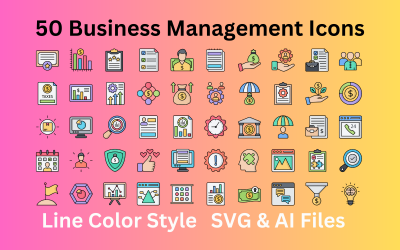 Business Management Icon Set 50 lijnkleur iconen - SVG- en AI-bestanden