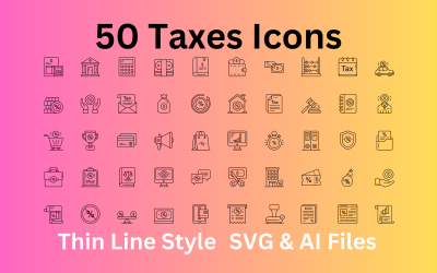 Набір іконок «Податки» 50 контурних іконок – файли SVG та AI