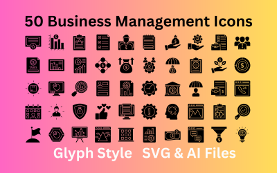 Набір піктограм управління бізнесом 50 піктограм гліфів - файли SVG і AI