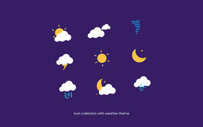 Tema meteorológico: colección de iconos con estilo plano