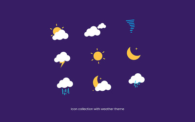 Vädertema - ikonsamling med platt stil